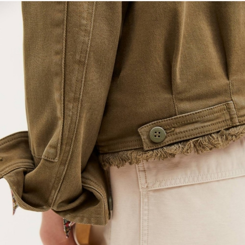 Anthropologie, New, Sanctuary Army Olive Green Utility Denim Jacket, Large - Picture 4 of 15